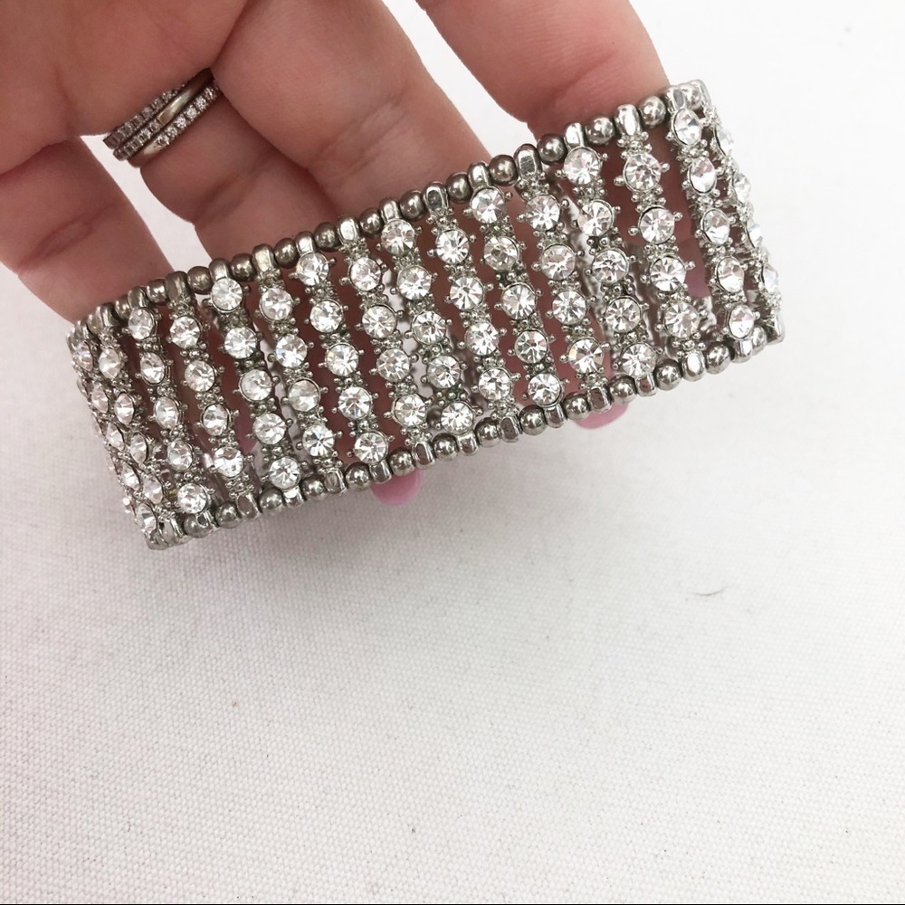 Rhinestone Silver Elastic Fashion Bracelet